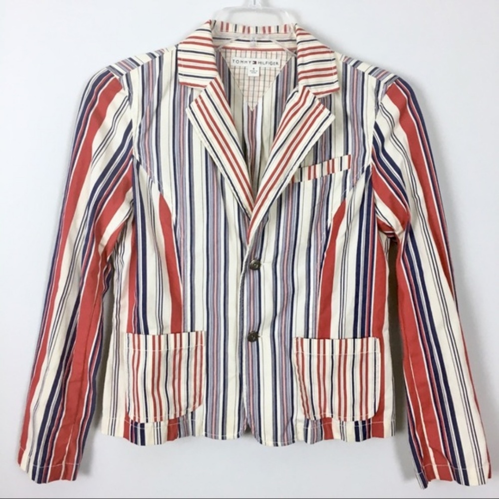 SALE! Tommy Hilfiger Blazer Red White Blue Stripe